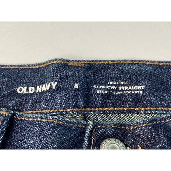 Old Navy High Rise Button Fly Slouch Straight Cropped Jeans Women's Size 8 NWT - Picture 4 of 8